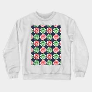 Peppermint swirls on navy blue Crewneck Sweatshirt